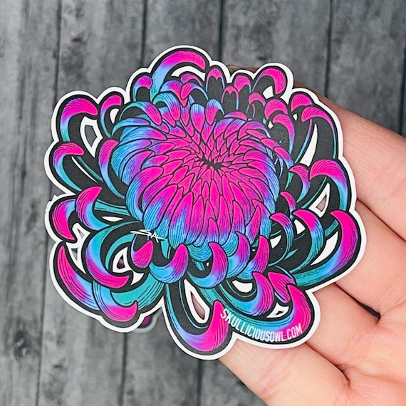 Chrysanthemum Sticker | Chrysanthemum Tattoo Design | Mums Sticker | Chrysanthemum Tattoo Sticker