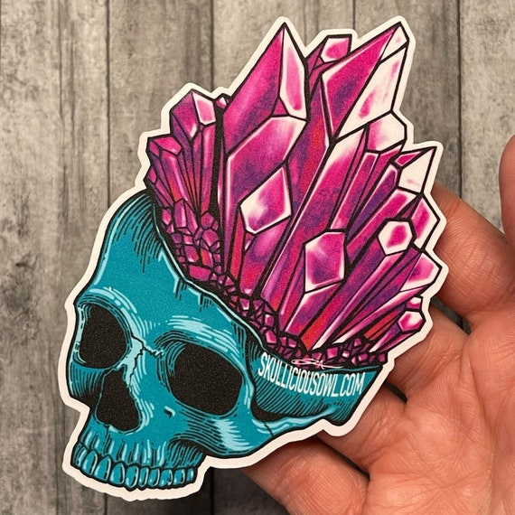 Skull Crystal Sticker | Skull Crystals Tattoo Sticker | Crystal Sticker