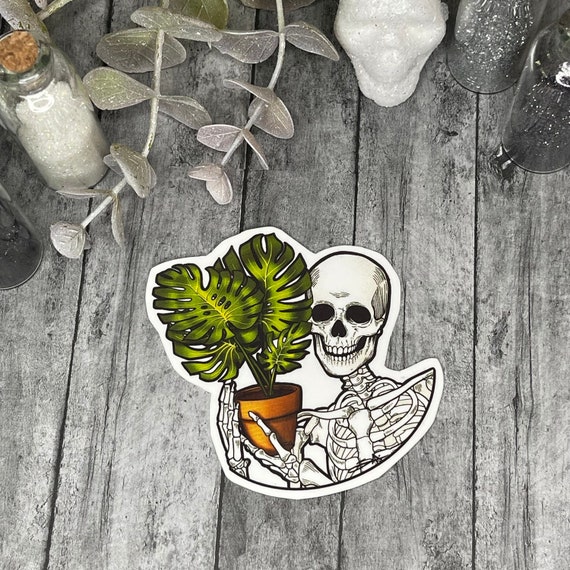 Monstera Leaf Sticker | Skullicious Monstera Skeleton | Monstera Skeleton Decal | Monstera Plant Sticker