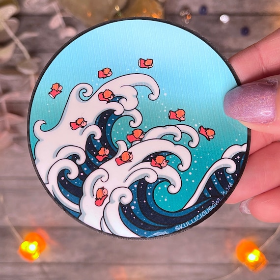 Goldfish Princess Japanese Wave Sticker | Holographic Goldfish Princess's Sticker | Japanese Wave Anime Sticker