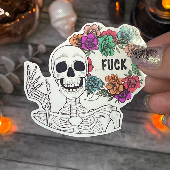 Fuck Skull Sticker | Funny Skull Vinyl Sticker | Fuck Decal | Dead Inside Sticker | Waterproof Sticker | Glitter Sticker