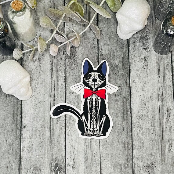 Jiji Skeleton Sticker |  Black Cat Sticker | Cute and Creepy| KiKi Sticker | Jiji Cat Sticker