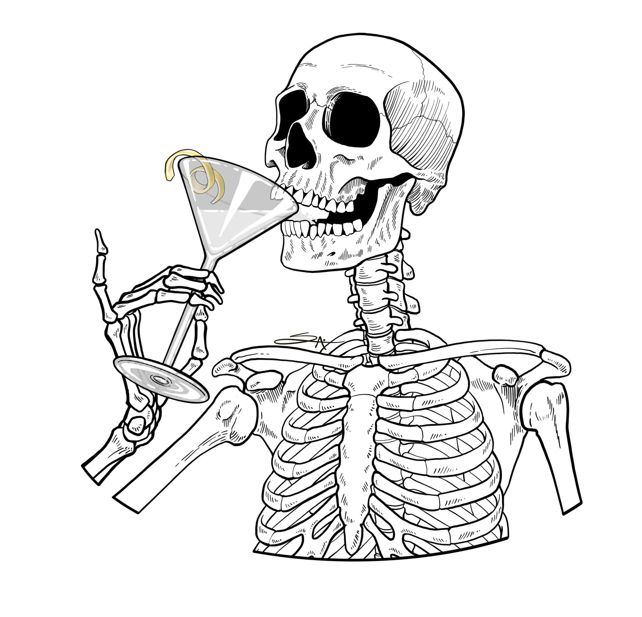 Skeleton Martini Glass