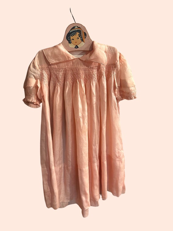 Beautiful Pink Silk Antique Baby Dress