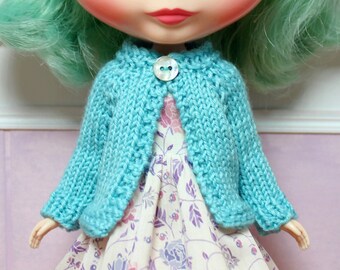 BLYTHE doll knit sweater - light aqua blue wool