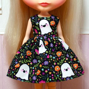 Vestido de Halloween para muñeca BLYTHE: fantasmas con pequeñas flores