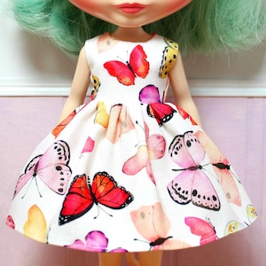BLYTHE doll dress - summer pink butterflies