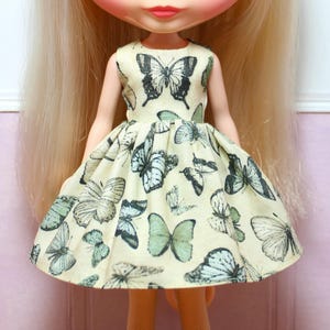 BLYTHE doll dress - green butterflies