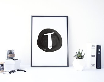 T Monogram Printable - 8.5" x 11" Digital Art Print