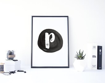 P Monogram Printable - 8.5" x 11" Digital Art Print