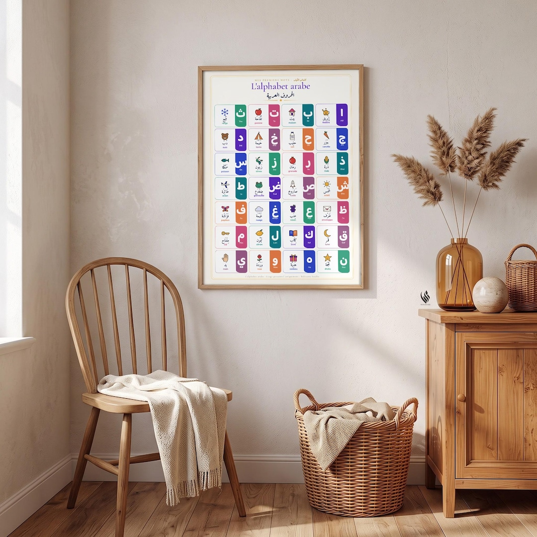 Arabic Alphabet Poster Printed, French Arabic, Kids Room Decor, Arabic ...