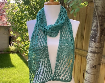 Knit lacy cotton scarf