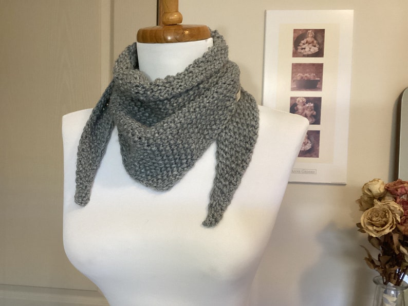 Hand knit bandana, shawl, wrap, scarf image 5