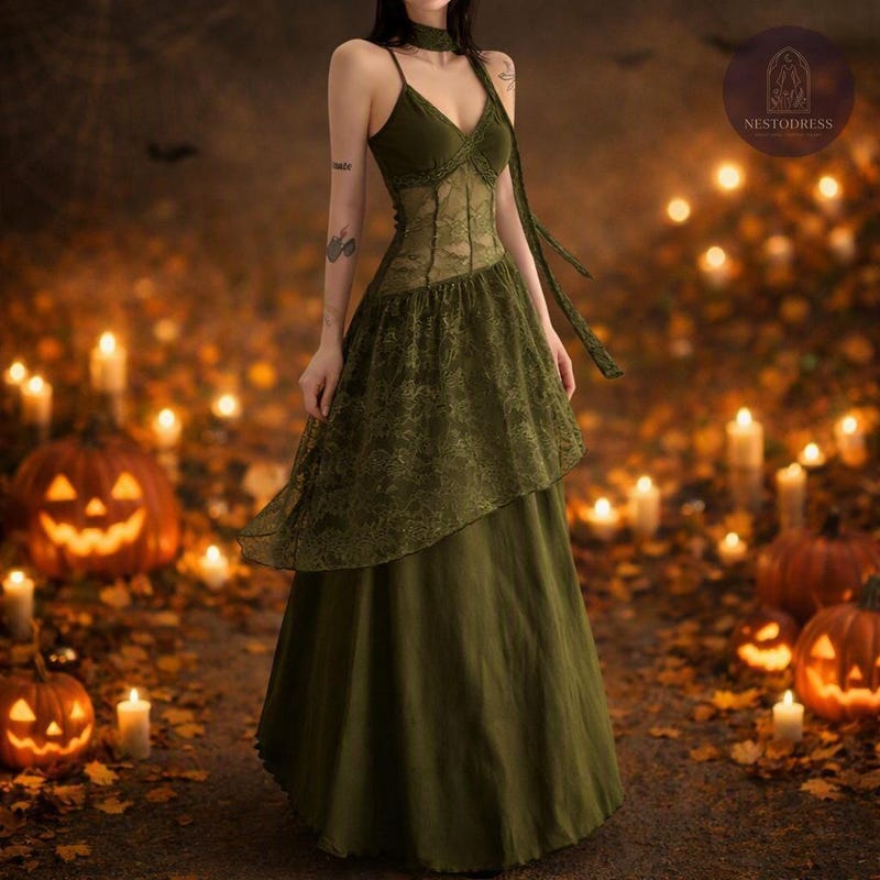 Oliver Tree Gothic Look Forest Witch Skater Dress - Etsy
