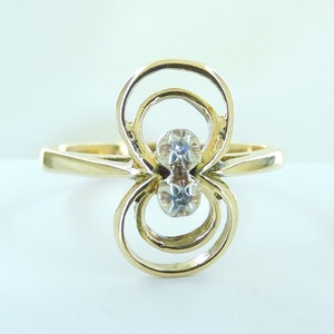 Vintage Siffari 14K Gold Infinity 8 Ring with Diamond Accents Size 6