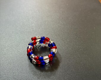 Red, Clear and Blue Memory Wire Ring