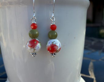 Orange Flower Earrings