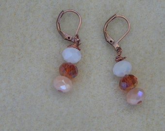 Peaches and Cream Beaded Earrings