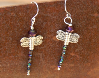 Purple Dragonfly Earrings
