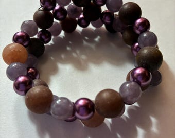 Purple Memory Wire Wrap Bracelet