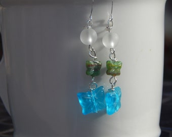 Green and Blue Butterfly Earrings