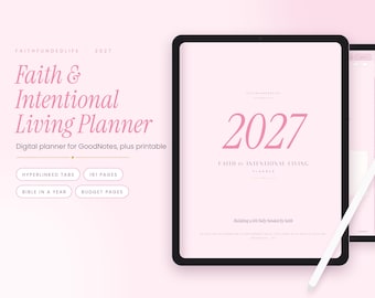 2027 Faith & Finance Digital Planner, Bible in a Year, Budget Tracker (GoodNotes)