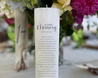 Remembrance Candle to honor deceased dad, mom or Grandparent on Wedding Day