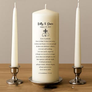 Personalized Unity Candle Set, Custom Wedding Candle with Names and wedding Date,  3-Piece Ceremony Set for Weddings or Anniversaries