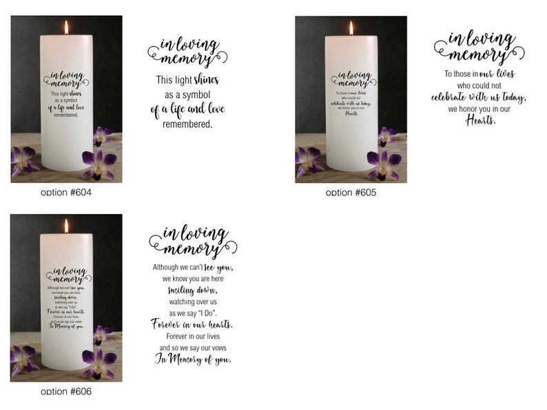 In Memory Candles for Weddings Etsy