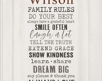 Family Rules Cabinet Door Wall Art