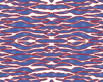 Blue Red Tiger (vinyl)  printed ADHESIVE vinyl OR Heat transfer vinyl- HTV
