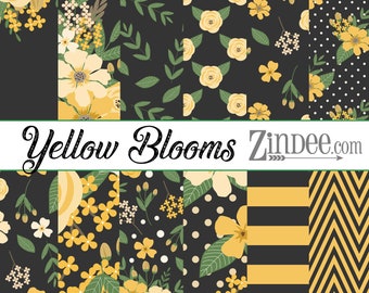 Yellow blooms printed vinyl, adhesive vinyl, heat transfer vinyl, pattern heat transfer, printed HTV or ADHESIVE or GLITTER lily