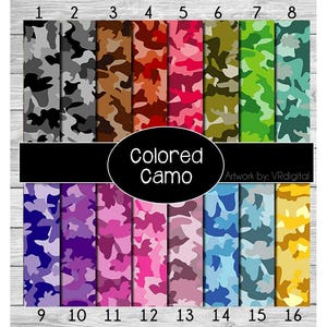 Colored Camo printed vinyl, adhesive vinyl, heat transfer vinyl, pattern heat transfer, printed HTV or ADHESIVE lily