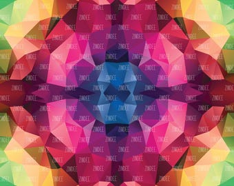 Colorful Facets seamless (vinyl)  printed ADHESIVE vinyl OR Heat transfer vinyl- HTV
