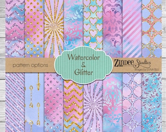Watercolor and glitter, adhesive vinyl, heat transfer vinyl, pattern heat transfer, printed HTV or ADHESIVE  rose gold