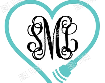 ultrasonido corazón con espacio para monograma, archivo de corte, diseño listo para vinilo, archivo SVG, archivo de silueta, archivo cricut, listo para cortar