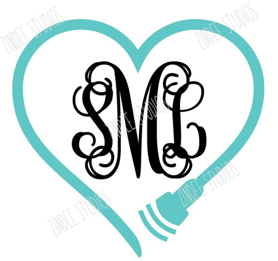Download Heart Ultrasound With Space For Monogram Cut File Vinyl Etsy