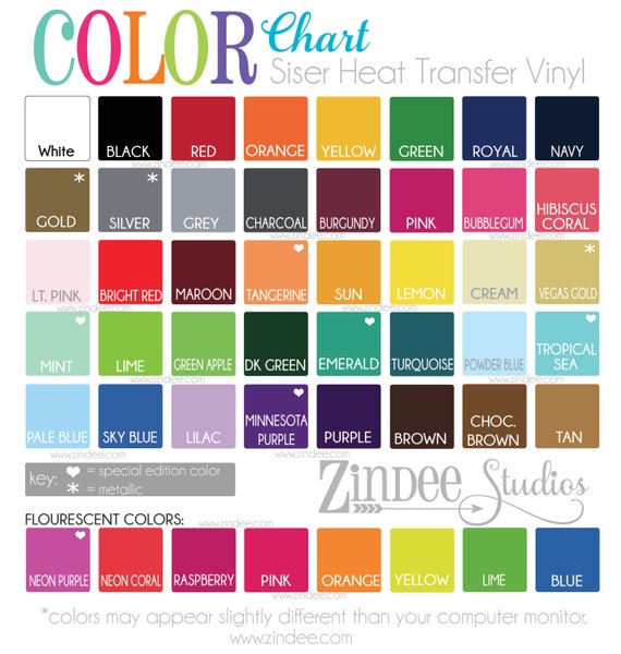 Siser Easyweed Color Chart