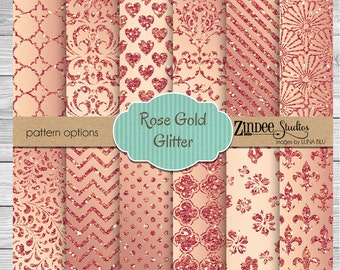 Rose gold and glitter printed vinyl, adhesive vinyl, heat transfer, pattern heat transfer vinyl, printed HTV or permanent ADHESIVE vinyl