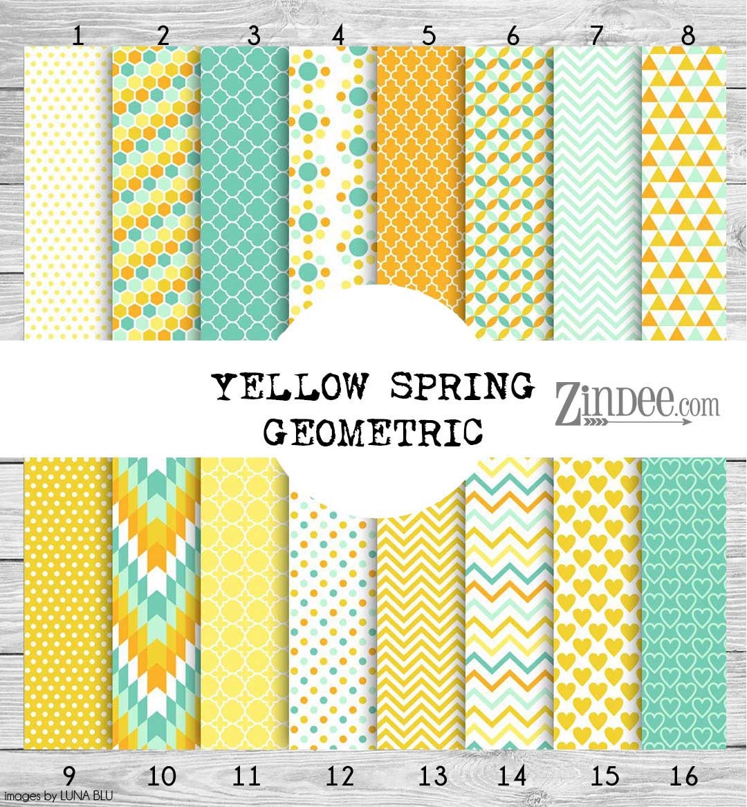 Yellow Spring Geometric Patterned Vinyl, Printed Vinyl, Adhesive Vinyl ...
