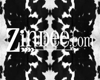 Black cow hide printed heat transfer vinyl or adhesive vinyl, pattern heat transfer, printed HTV or ADHESIVE
