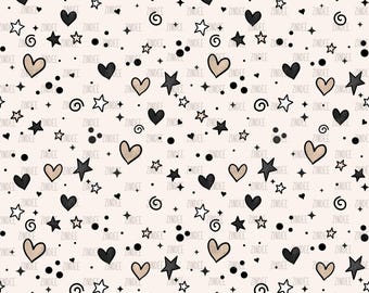 Stationery Doodles seamless (vinyl)  printed ADHESIVE vinyl OR Heat transfer vinyl- HTV