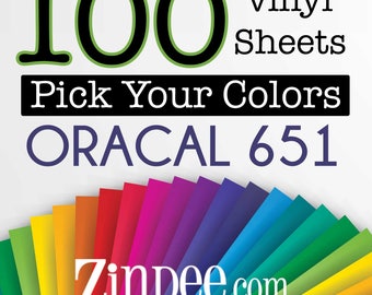 Oracal 651 vinyl  BUNDLE 12x12  100 Sheets permanent adhesive vinyl, vinyl, silhouette, cricut, craft vinyl