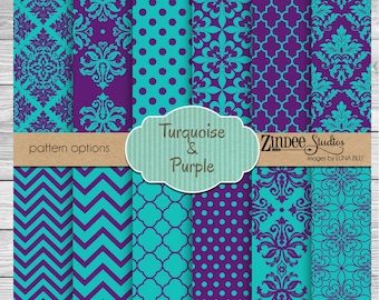 Purple and turquoise printed vinyl, adhesive vinyl, heat transfer, pattern heat transfer vinyl, printed HTV or permanent ADHESIVE vinyl