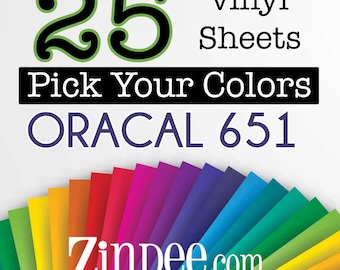Oracal 651 vinyl  BUNDLE 12x12  25 Sheets permanent adhesive vinyl, vinyl, silhouette, cricut, craft vinyl