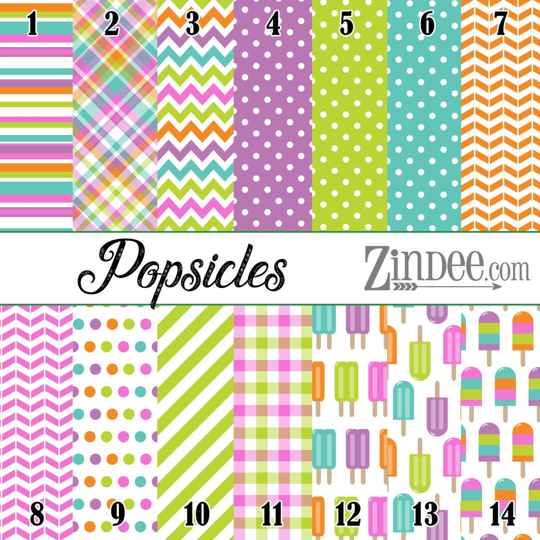 Popsicles Pattern, Printed Vinyl, Adhesive Vinyl, Heat Transfer Vinyl ...