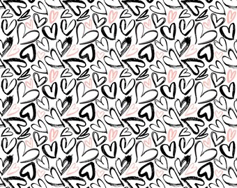 Designer Hearts seamless (vinyl)  printed ADHESIVE vinyl OR Heat transfer vinyl- HTV
