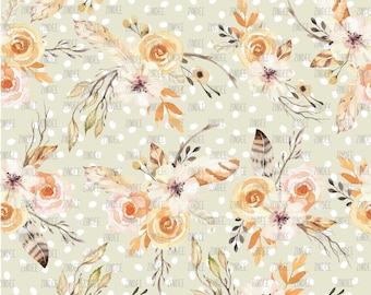 Boho Floral Bunches Sage seamless (vinyl)  printed ADHESIVE vinyl OR Heat transfer vinyl- HTV