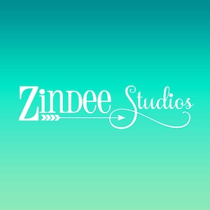May include: White text on a turquoise gradient background reads "Zindee Studios" with a stylized arrow pointing to the right.