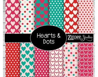Hearts and polka dots printed vinyl, adhesive vinyl, heat transfer vinyl, pattern heat transfer vinyl, printed HTV or ADHESIVE vinyl